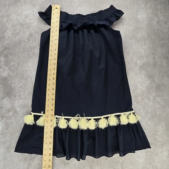 MISA Los Angeles Gia Off The Shoulder Tassel Mini Dress Navy Blue - Picture 12 of 14